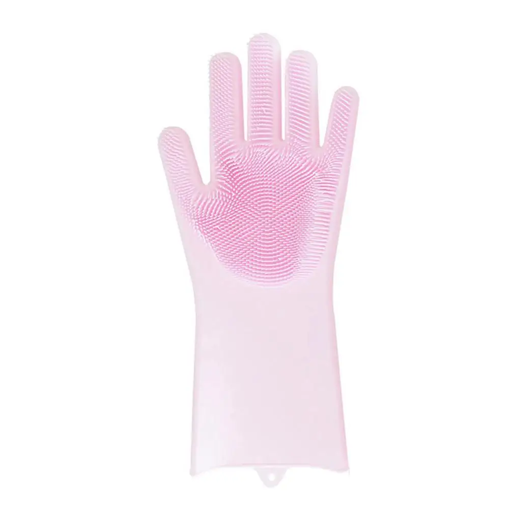 ! 1 pairs Silicon Dish Scrubber Rubber Magic Gloves Food Grade