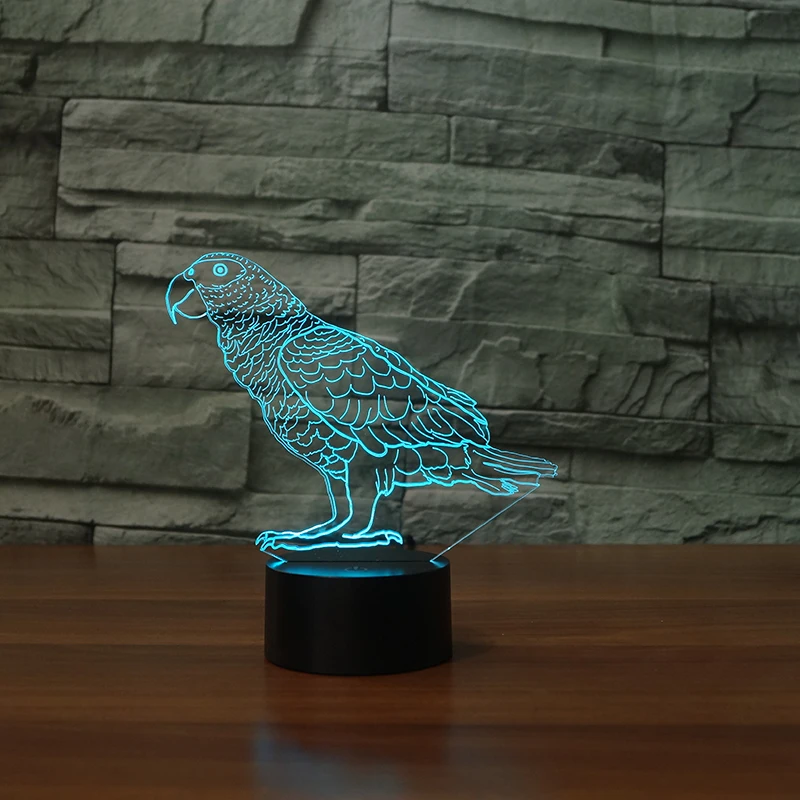 Попугай 3D лампа волнистый Попугайчик 7 цветов LED 3D ночник дистанционного сенсорный выключатель USB стол Lampara лампа ребенка спать лампы
