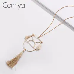 Comiya заявление цепочки и ожерелья s Золото Цвет цинковый сплав длинные кисточки Этническая Макси кулон чокер для женщин