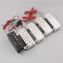 Amber 4pcs LED Storbe Recovery Grill Light Warning Flashing Lamp For Off Road Liberty Patriot Wrangler Grand Cherokee 1987-2013