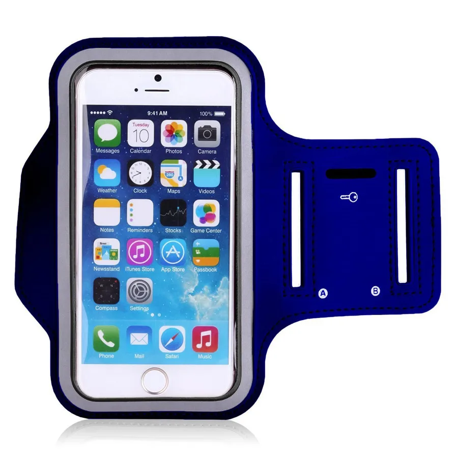 Спортивные Наплечная Сумка, сумка на руку чехол на ремне сумка для бега и тренировок Пеший Туризм чехол для телефона с держателем для iPhone X 8 7 6 Plus для Galaxy S9 плюс S8 - Цвет: Синий