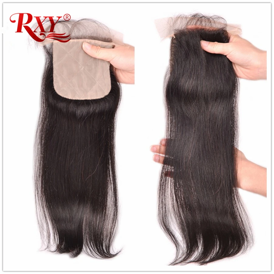  RXY Brazilian Silk Base Closure Silk Top Closure With Baby Hair Hidden Knots Straight Hair Closure 