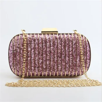 

2020 women sequins wedding clutch metal hollow out banquet bags with chain clutch wallets for ladies drop shipping M443