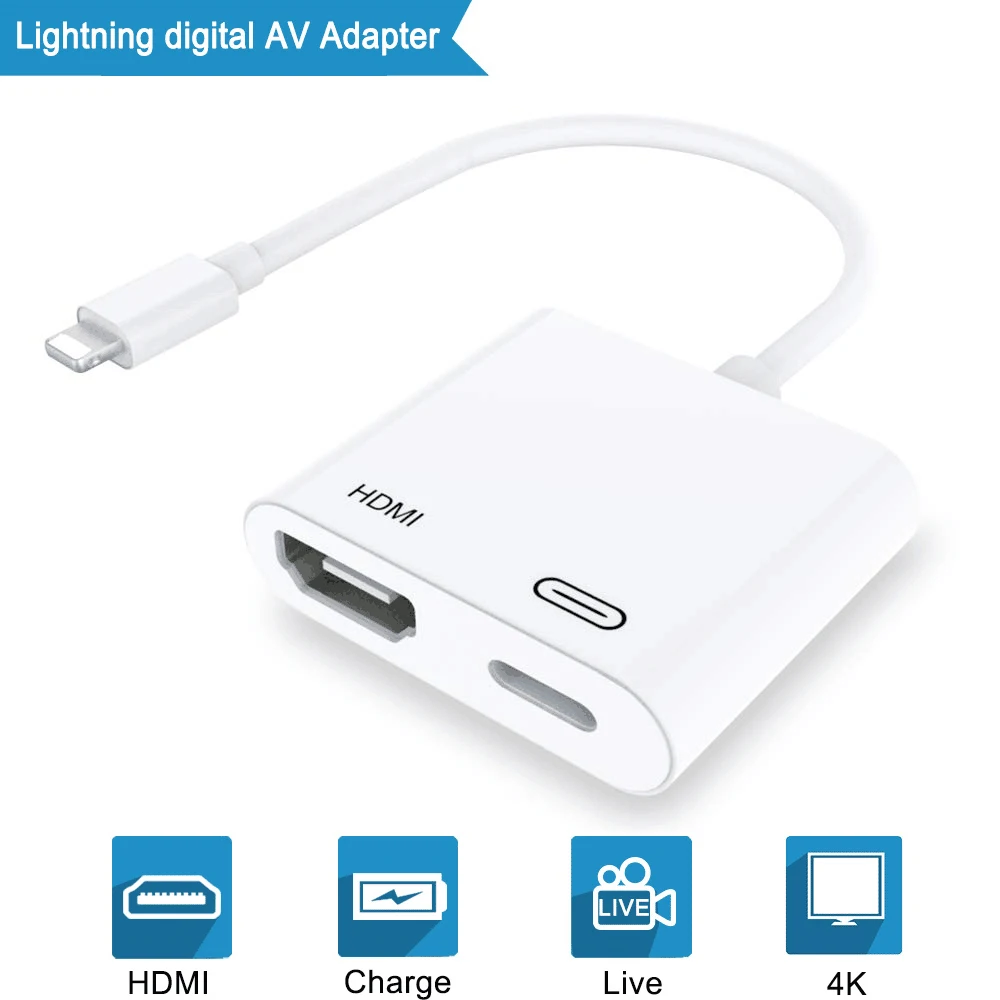 

50X For Lightning Digital AV HDMI Adapter 4K Cable Connector up to 1080P HD for iphone X/XR/XS/8/8p/5/6/6s/7/7P/Ipad Air/Ipod