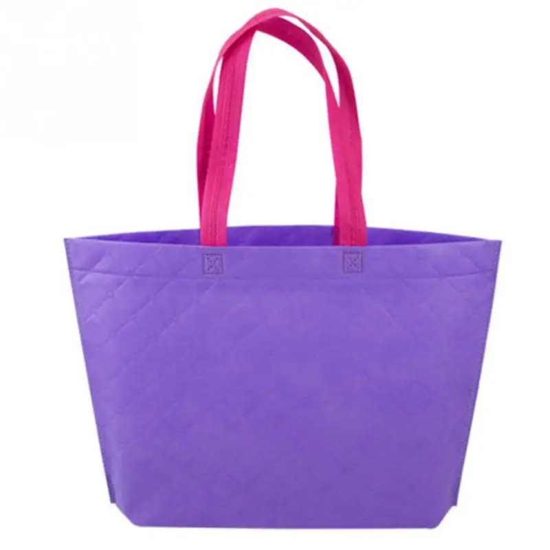 

Causal Women Handbag Plaid non-woven Fabric Tote Shoulder Bag Reusable Environment-friendly Shopping Bag Carrier bags Travel