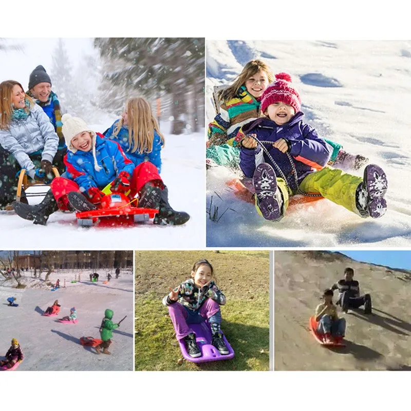 Сани для детей Открытый зима Toboggan пластик сноуборд доска взрослых снег сани два