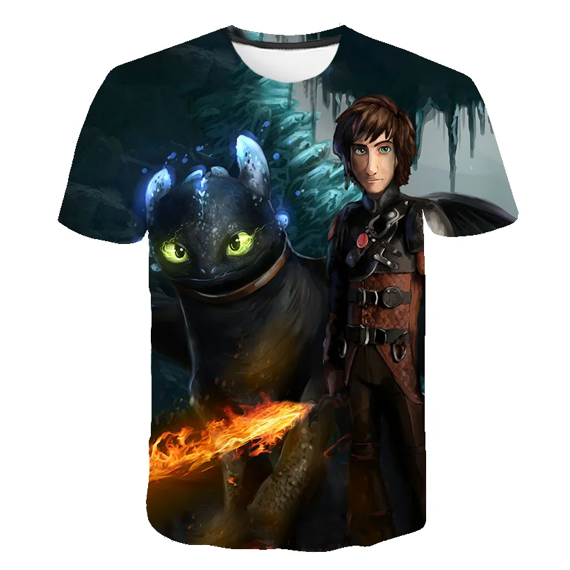 

Deep in the primeval forest, dragon and handsome dragon trainer guard animal personality fashion young couple T-shirt