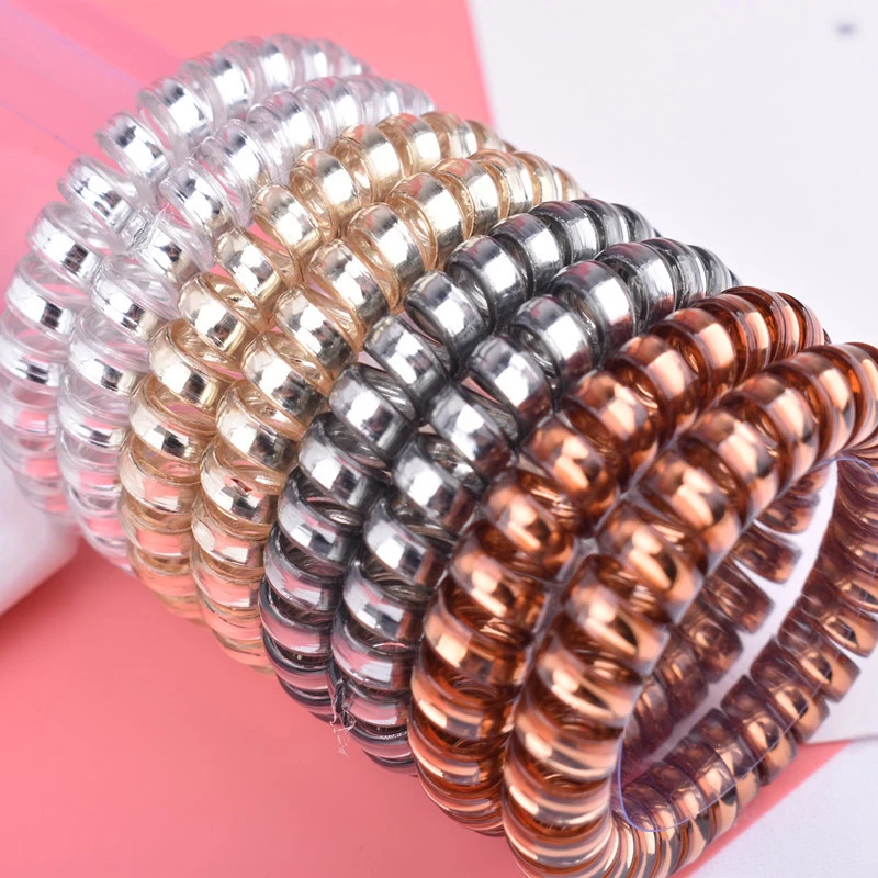 

5Pcs/lot Women Rubber Hair Rope Elastic Hairbands Spiral Shape Hair Ties Headwear Accessories Telephone Wire Line Headband