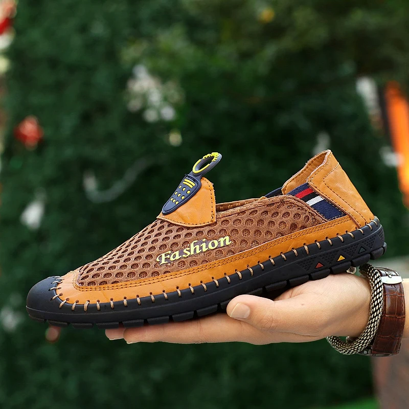

Men's Summer Shoes Plus Size 39-46 Comfortable Men Casual Shoes Mesh Breathable Loafers Slip-on Anti Slippery Walking Footwear