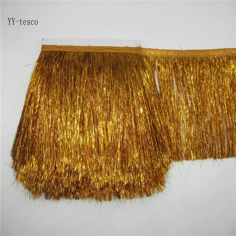 

YY-tesco 1 Yards 20cm Wide Gold Lace Fringe Trim Tassel Fringe Trimming DIY Latin Dress Stage Clothes Accessories Lace Ribbon