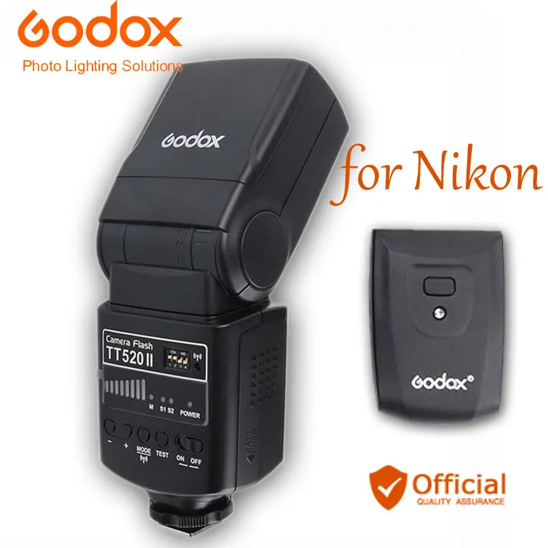 GODOX TT520II GN33 Speedlite + Wireless Transmitter For Nikon D7500
