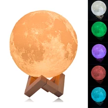 HAIXIANG 3D принт полная луна свет Простой Личность Творческая настольная лампа ночные светильники лунный украшения освещение подарочная коробка