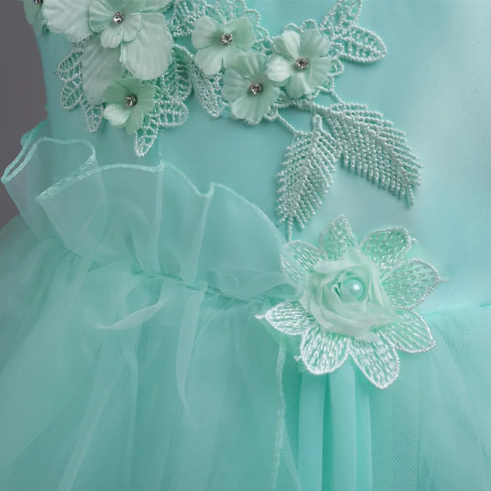 Дизайнерская детская одежда Вечерние платья Реальное изображение из сетки на шею из цветочного кружева аппликация 5 до 11, 12, 13 лет, платье на выпускной для девочек длинные свадебные халаты