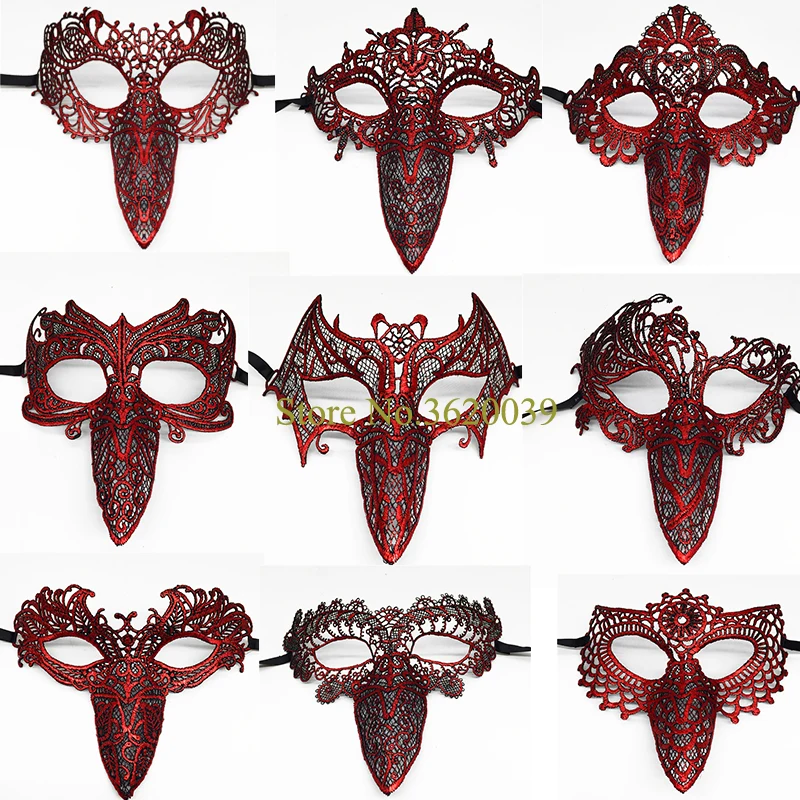 

1pcs New style Fashion Sexy red Lace Eye Mask Venetian Masquerade Ball Party Fancy Dress Costume Lady Gifts Party bird Masks