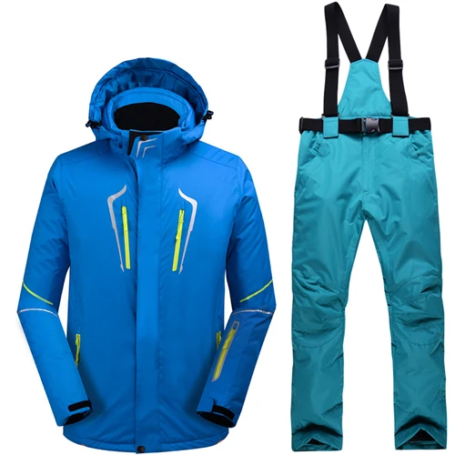 Зимний 10K сноуборд костюм мужской ветрозащитный водонепроницаемый 10000 открытый альпинизм снег Теплая Лыжная куртка+ нагрудник лыжные брюки - Цвет: b2
