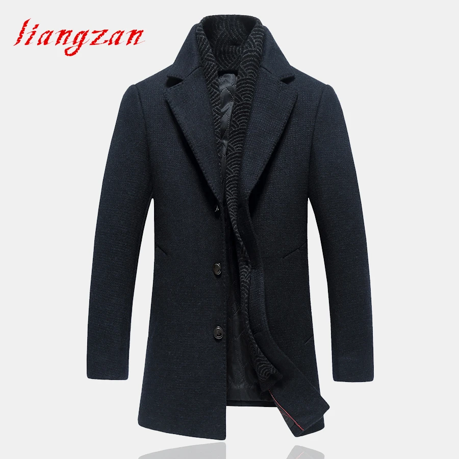 Men Woolen Blend Coats Winter Warm Overcoats High Quality Casual Wool ...