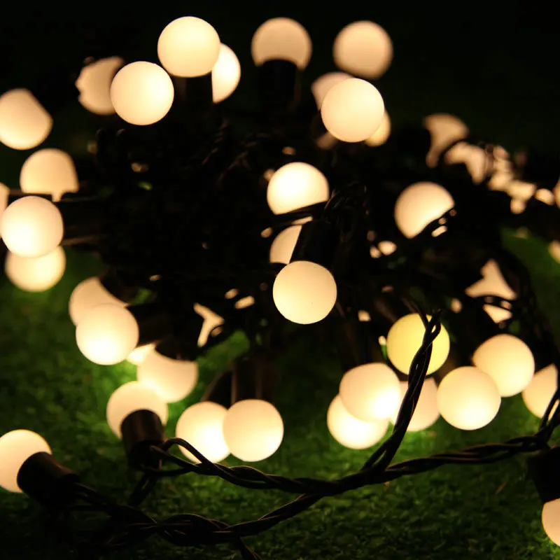 

6M 40LED Ball fairy string light EU Plug 220V linkable tail plug black wire Christmas wedding Xmas party garden decor-Warm white