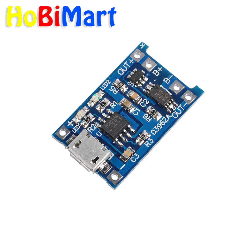 

5PCS 5V 1A Micro USB 18650 Lithium Battery Charging Board Charger Module+Protection Dual Functions TP4056 #Hbm0287