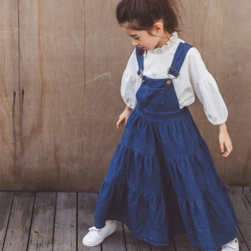 

2019 Spring Kids Dresses for Girls Denim Blue Strap Big Girl SunDress Children Casual Girl Jeans Dress deguisement enfant fille