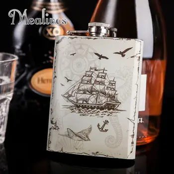 

Mealivos fashion Nautical style Flask 8 oz 304# Stainless Steel Hip Flask drinkware Alcohol Liquor Whiskey Bottle gifts wine pot