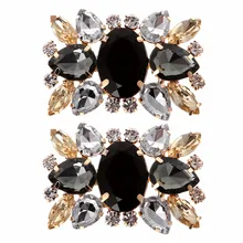 2Pcs Rhinestone Shoe Clips Accessory DIY Decoration Vintage Style For Women Rhinestone, Metal alloy