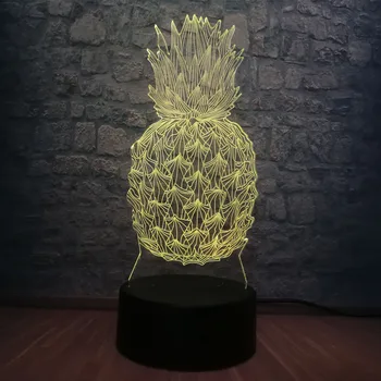 

Fruit Pineapple 3D Night Light Illusiom RGB Bulbs Bedroom Sleep LED Lamp 7 Color Change USB Base Boy Kids Christmas Gift Toys