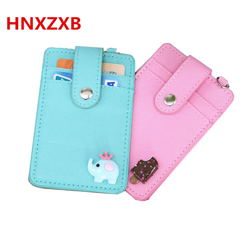 

HNXZXB New cartoon fashion convenient card clip leisure student card bag PU key chain card clip