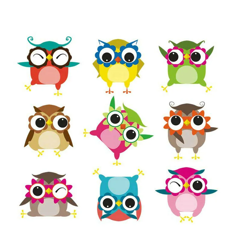 

10pcs/lot Set Of Cartoon Owls Patch Easy Print By Household Irons T-Shirt Diy Decoration A-Level Washable Iron On Patches