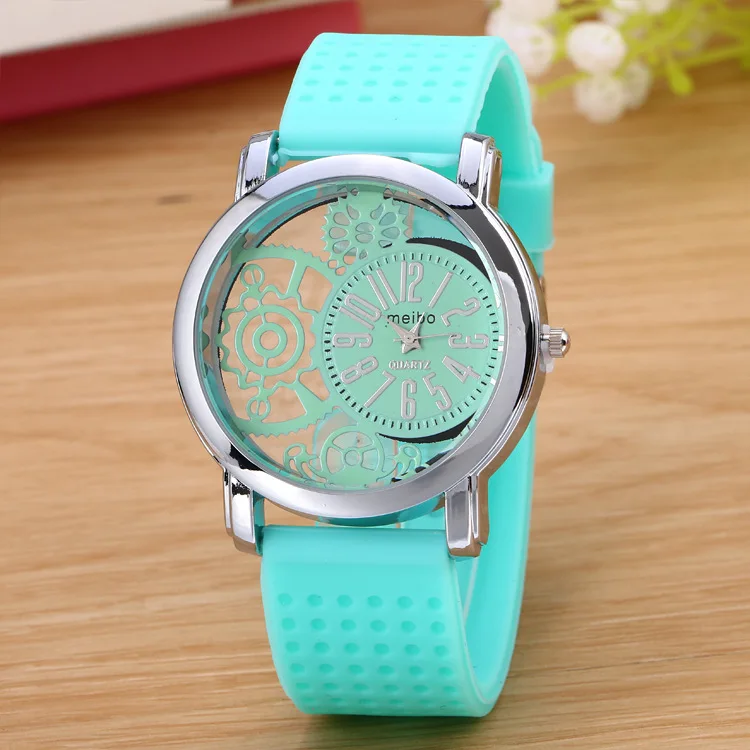 

Fashion Business Skeleton Watch Men Engraving Hollow Reloj Hombre Dress Quartz Wristwatch silicone Band Women Clock Relojes Muje