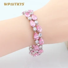 Серебряные цветные браслеты розовый белый AAA кубический цирконий модные ювелирные изделия для женщин подарочная коробка