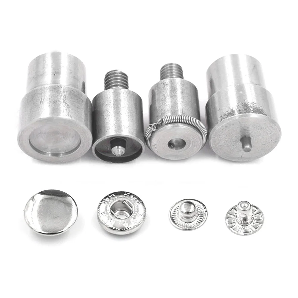 

10mm/12.5mm/15mm snaps mold. Hand pressing button machine. Prong Snaps mold. Button installation tool. Metal rivets molds.