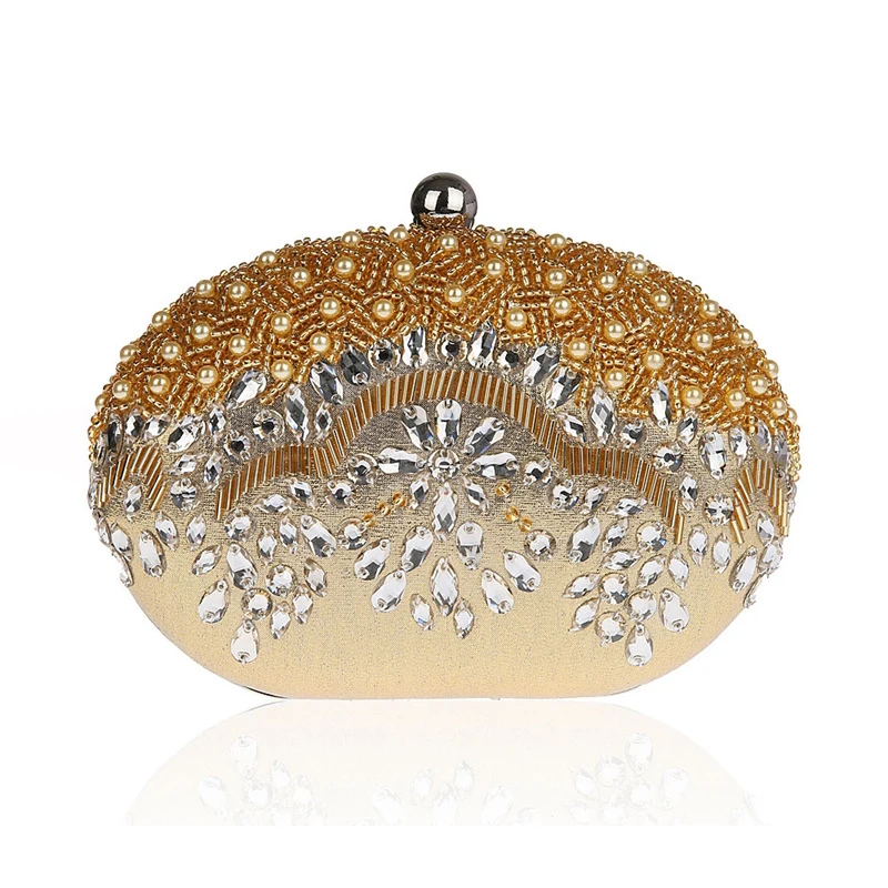 Women Elegant Bead Embroidery Tote Diamond Clutches for Formal Dress