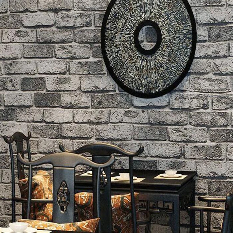 Beibehang Thick brick pattern Chinese retro 3d wallpaper hotel engineering living room background PVC wallpaper for walls 3 d