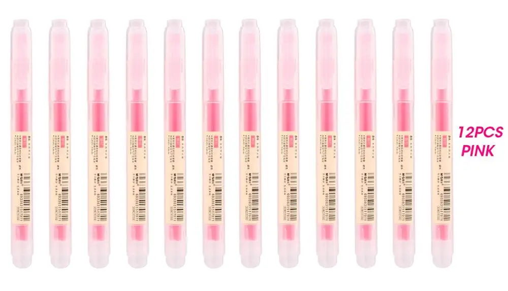 M& G 12 шт./набор Muji стиль маркер ручка японский канцелярские Флуоресцентный цвет маркер милый каваи для школьных принадлежностей - Цвет: 12pcs pink