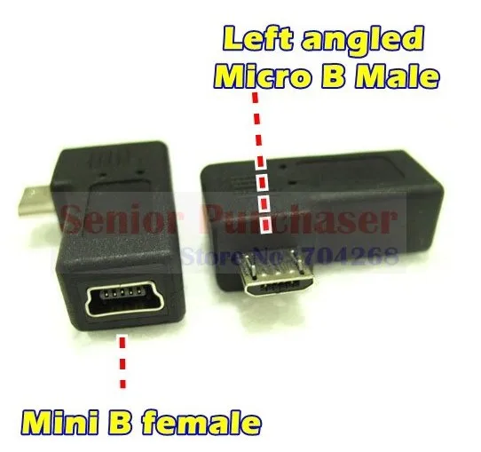 10pcs / lot 90 degree Left angle type micro USB B 5pin male to mini 5p female connector converter adapter |