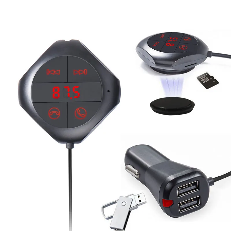 Murah Mobil MP3 Player Mobil Bluetooth FM Transmitter Handsfree Mobil Kit MP3 Pemutar Musik Radio Monitor Tegangan TF U Disk 2 kabel USB untuk Mobil
