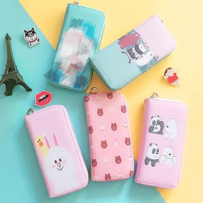 Brown Bear Rabbit Pig Cute Long Wallet Cartoon Animal Printed Women