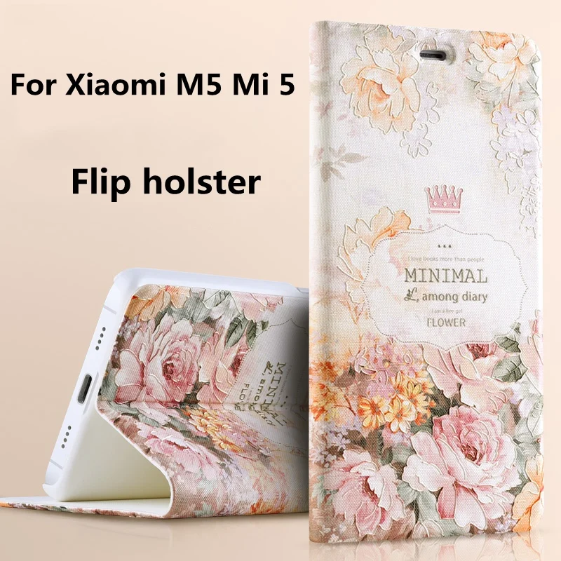 Top Quality 3D Colored Painted Flip Stand bracket Luxury Phone Bags Cover Case For Xiaomi M5