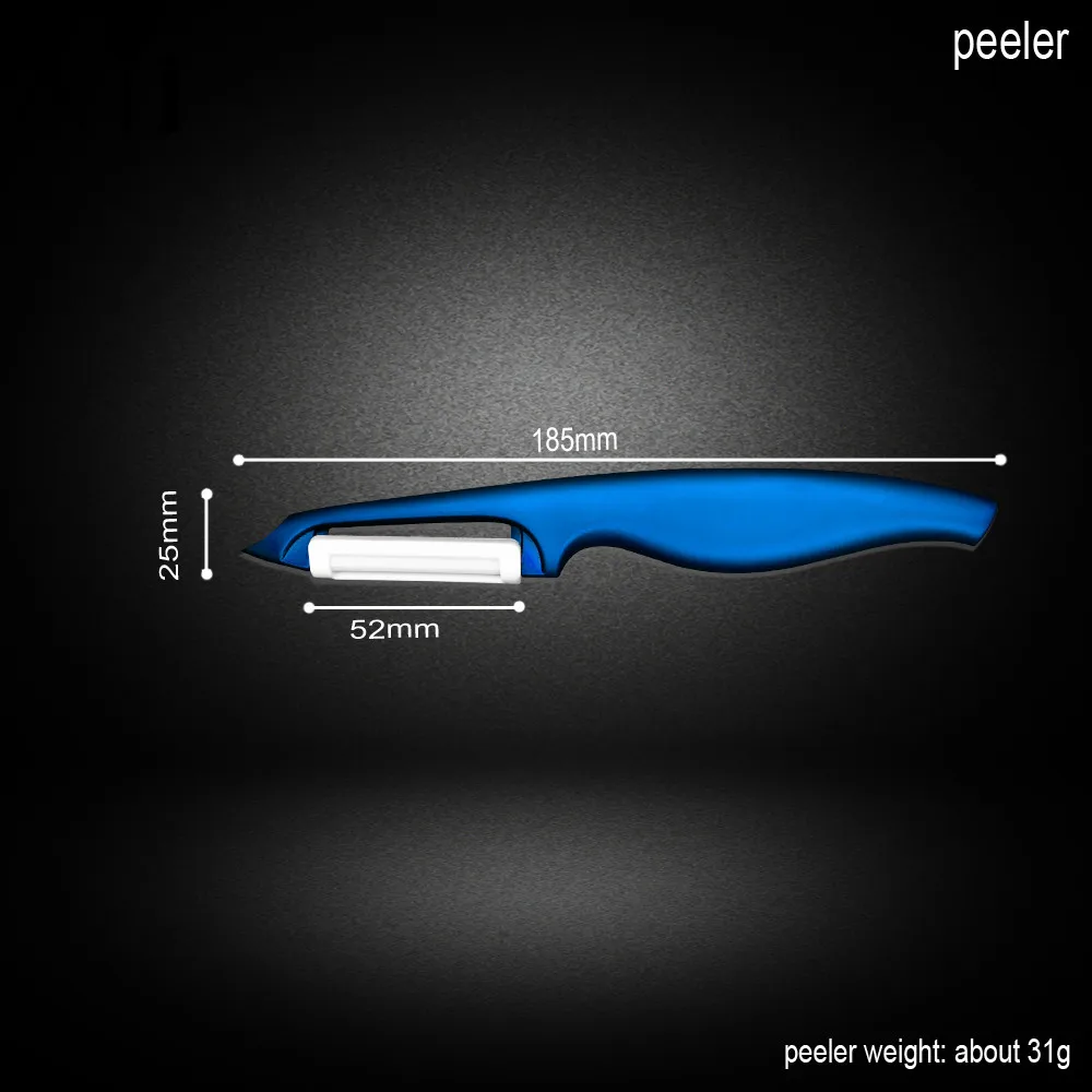 Керамический нож, 3 дюйма, нож для очистки овощей, 5 дюймов, нож для нарезки, Один острый синий нож и две белые крышки, набор кухонных ножей XYJ Brand