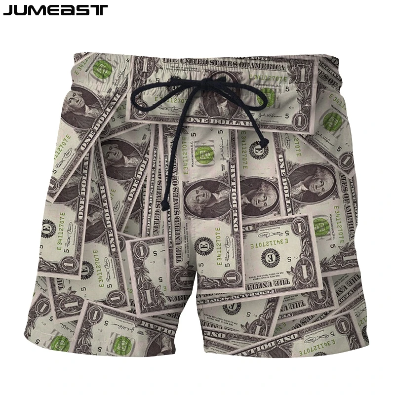 

Jumeast Brand Men/Women 3D Printed Money Dollar Banknote Shorts Trunks New Quick Dry Beach Casual Sweatpants Short Pants