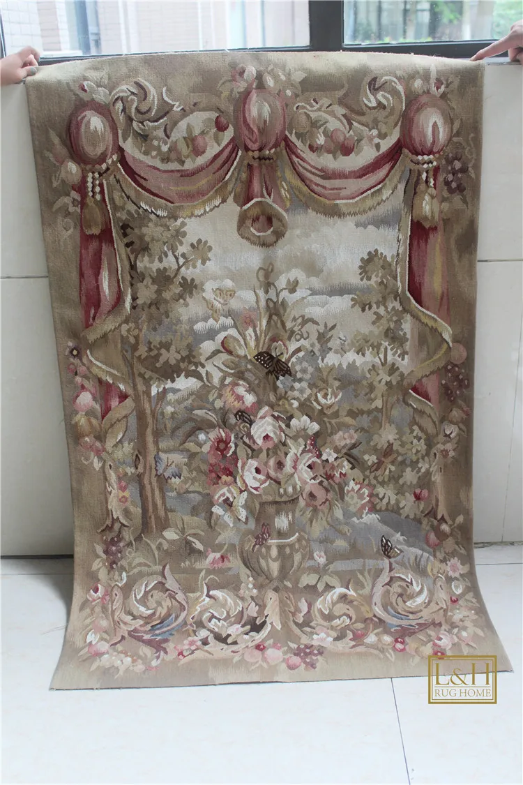 

Free Shipping 2.5'x4' Handmade wool aubusson tapestry gobelin carpet, wall hanging tapestry wool tapestry paintings