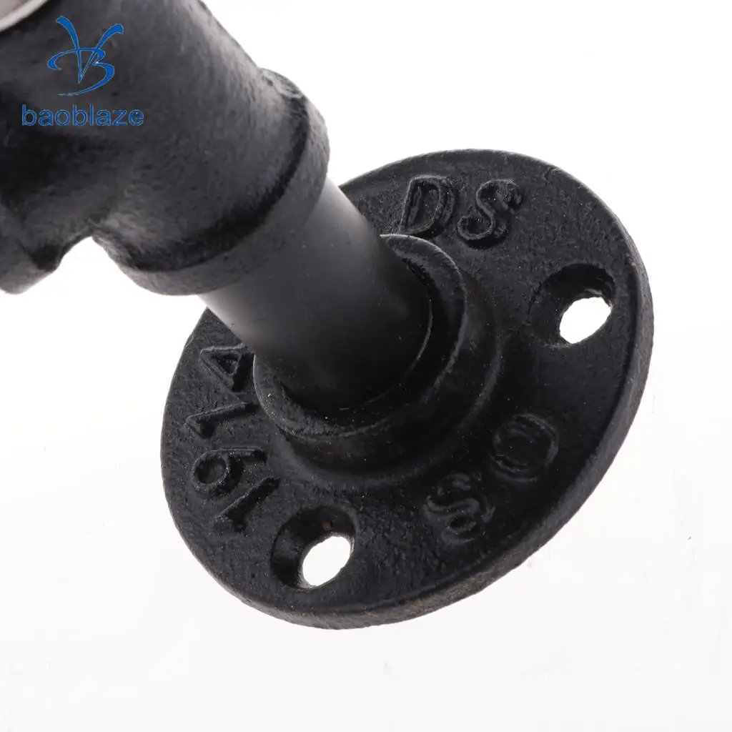 Home Decorative Industrial Rustic Wall Mounted Metal Iron Pipe Toilet Roll Paper Double Holder Towel Rack