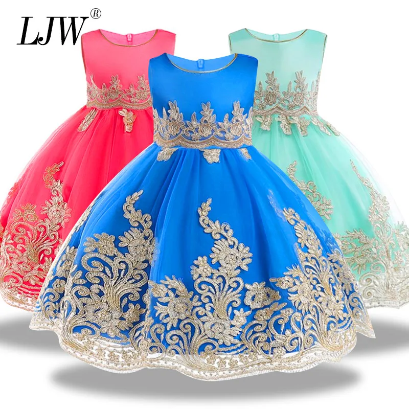 Pаспродажа Детские Платья с цветочным узором для девочек, бальное платье с вышивкой для маленьких девочек, костюмы принцессы для свадебной вечеринки, ...