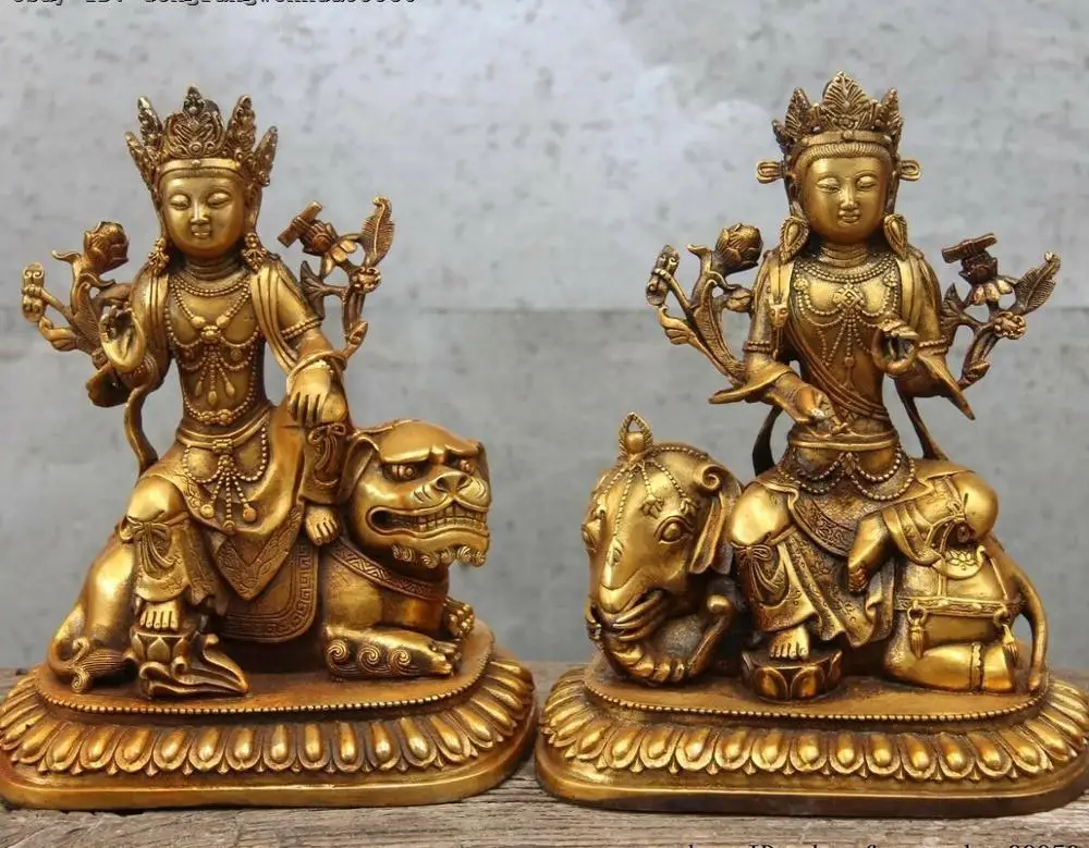 

Chinese Bronze Manjusri Samantabhadra Guanyin Kwan-yin Avalokiteshvara Statue