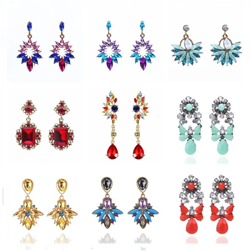 New Female Fashion Jewelry Retro Exquisite Rhinestone Sweet Flower Gem Stone Cubic Zircon Crystal Dangle Earrings for Women New Female Fashion Jewelry Retro Exquisite Rhinestone Sweet Flower Gem Stone Cubic Zircon Crystal Dangle Earrings for Women