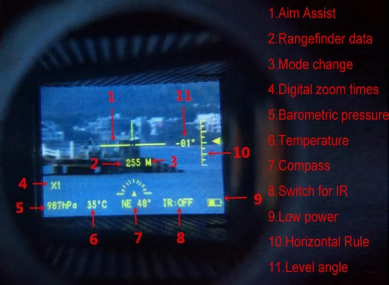 Высокое качество день и ночь лазерный дальномер начиная Ночное видение цифровой компас Ночное видение область ИК NV телескоп DH037