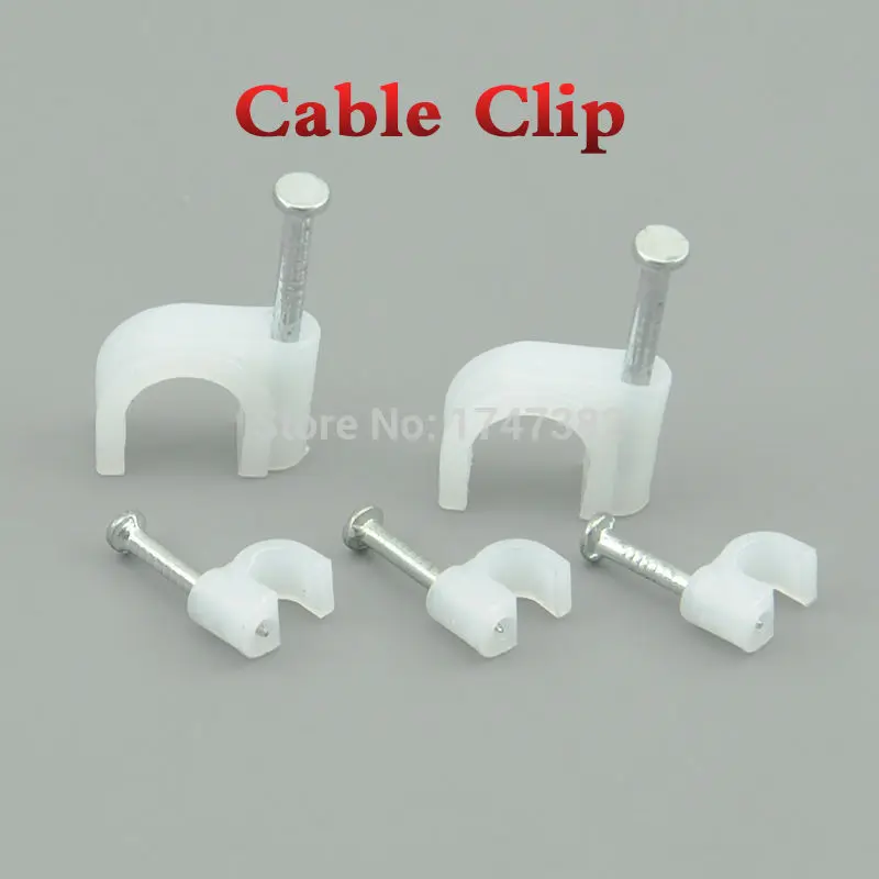 100pcs 6mm Round Steel Nail Cable Wire Wall Hanging Screw Clips Cable
