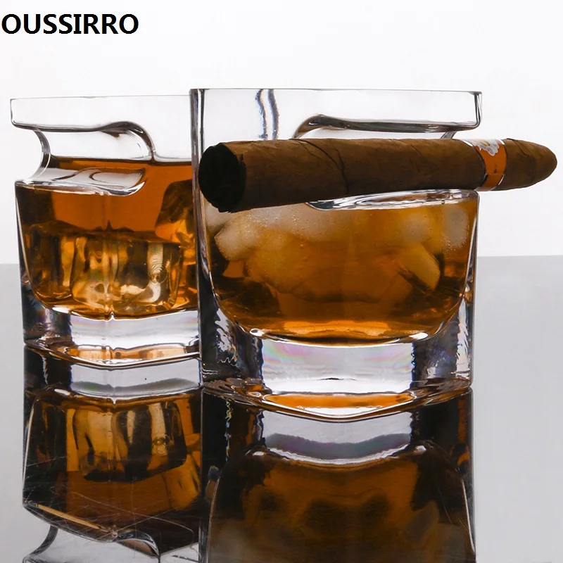 

2Pcs Set Ultra Clear Crystal Whiskey Glass Cup Wine Brandy Liquor Beer Water Thicken Square Wine Glass For Home Bar Party