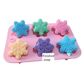 

Silicone Soap Mold 6 Snowflake Shape Candle Christmas Aroma Gypsum Plaster Crafts Cake Mould Snow Silicone Candle Resin Molds