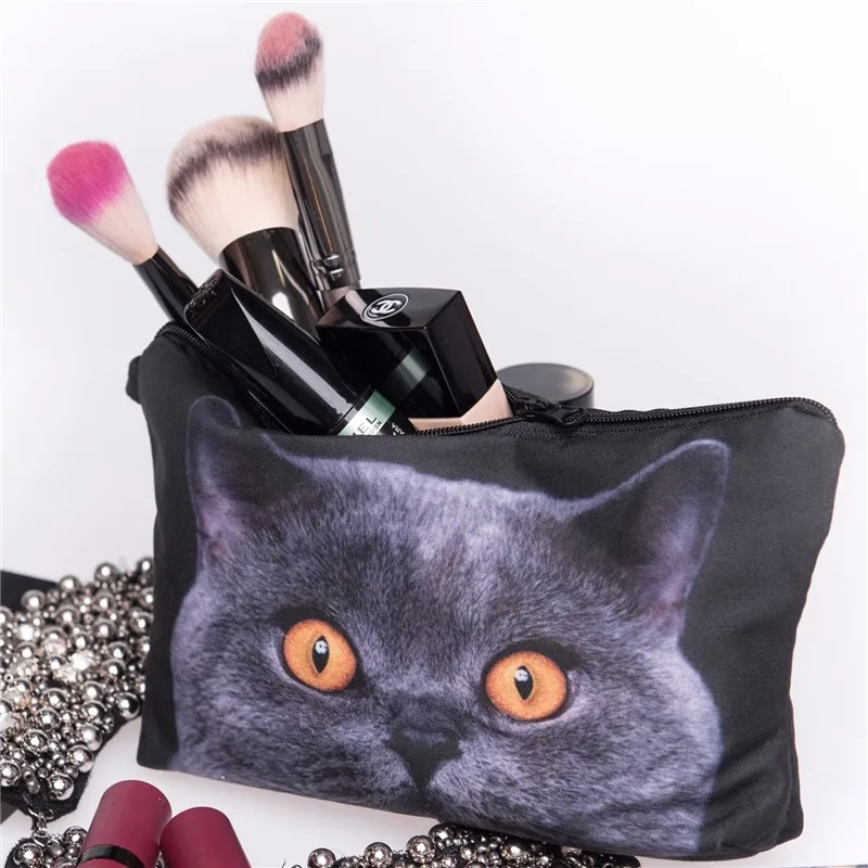 Who Cares, принт в британском стиле, короткошерстная кошка, косметичка, органайзер, сумка, сумки для путешествий, женская сумка, женская косметичка